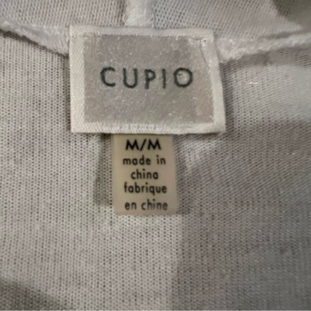 Cupio White Ruched Open Front Cardigan M Waterfall Drape Minimalist classic - Picture 2 of 3